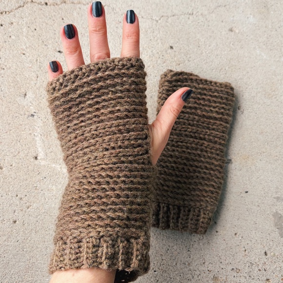 Accessories - Handmade Crocheted Mocha Brown Fingerless Gloves